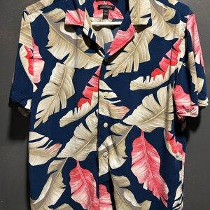 Banana Republic Men's Blue Leaf Print Shirt